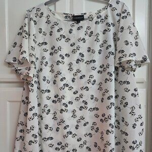 Lane Bryant Floral Swing Shirt with Ruffle Sleeves, Size 20 (Used)